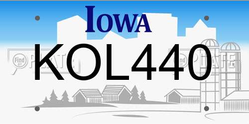KOL440 Iowa License Plate