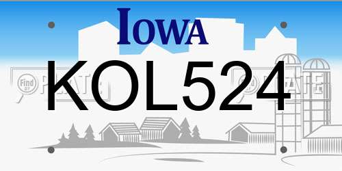 KOL524 Iowa License Plate