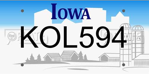 KOL594 Iowa License Plate