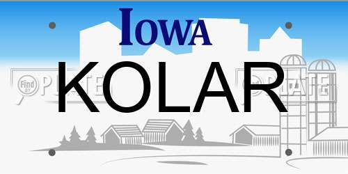 KOLAR Iowa License Plate