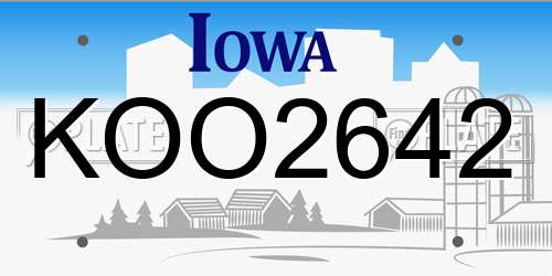 KOO2642 Iowa License Plate