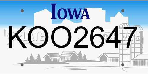KOO2647 Iowa License Plate