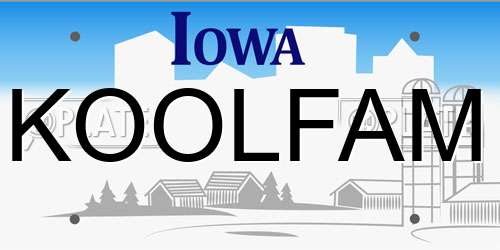 KOOLFAM Iowa License Plate