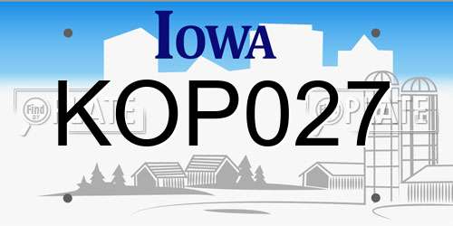 KOP027 Iowa License Plate