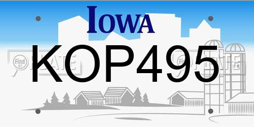 KOP495 Iowa License Plate