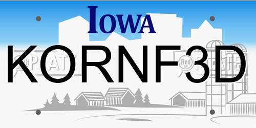 KORNF3D Iowa License Plate