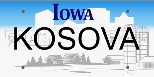 KOSOVA Iowa License Plate