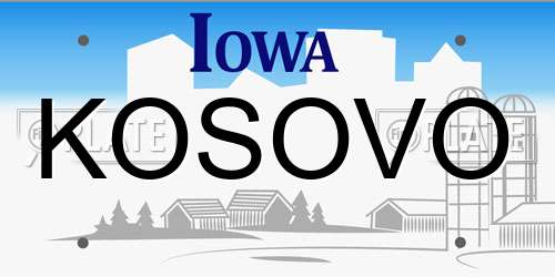 KOSOVO Iowa License Plate