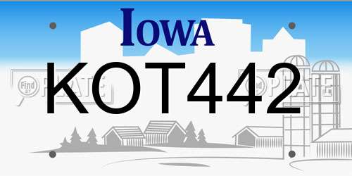 KOT442 Iowa License Plate