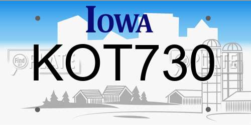 KOT730 Iowa License Plate