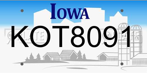KOT8091 Iowa License Plate