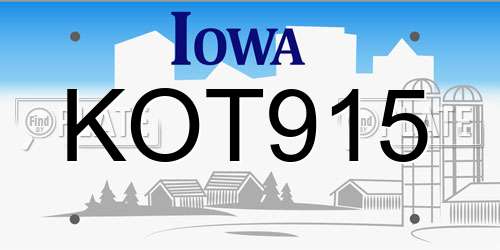 KOT915 Iowa License Plate