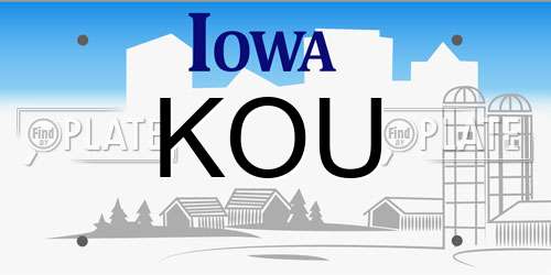 KOU Iowa License Plate
