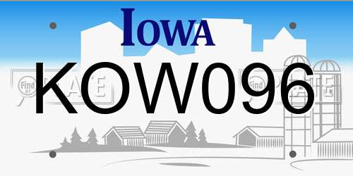 KOW096 Iowa License Plate