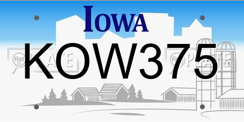 KOW375 Iowa License Plate