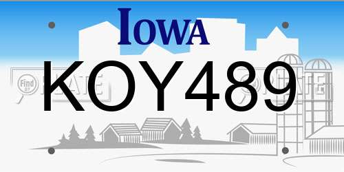 KOY489 Iowa License Plate