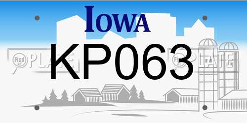KP063 Iowa License Plate