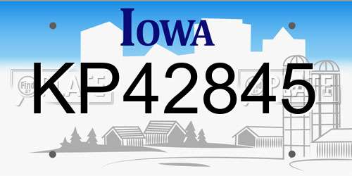 KP42845 Iowa License Plate