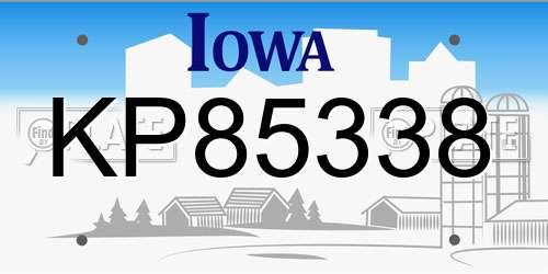 KP85338 Iowa License Plate