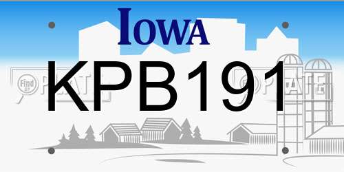 KPB191 Iowa License Plate