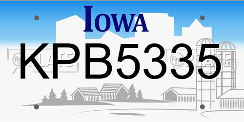 KPB5335 Iowa License Plate
