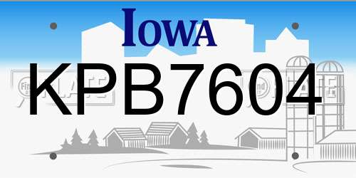 KPB7604 Iowa License Plate