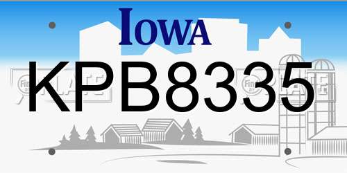 KPB8335 Iowa License Plate