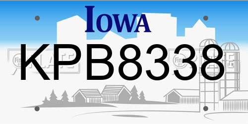 KPB8338 Iowa License Plate