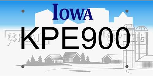 KPE900 Iowa License Plate