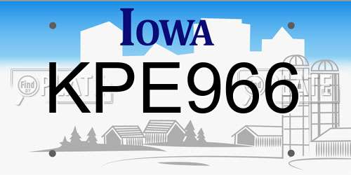 KPE966 Iowa License Plate