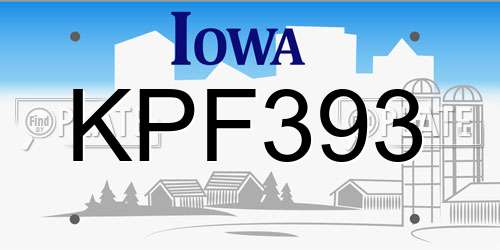 KPF393 Iowa License Plate