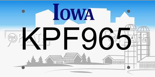 KPF965 Iowa License Plate