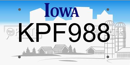 KPF988 Iowa License Plate