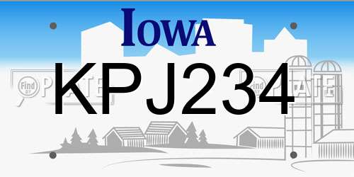 KPJ234 Iowa License Plate