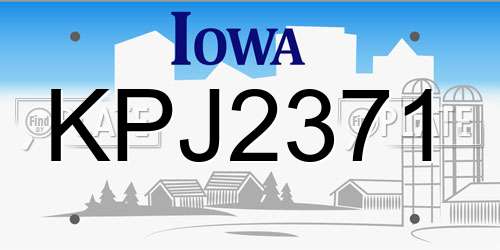 KPJ2371 Iowa License Plate