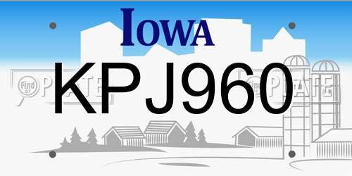 KPJ960 Iowa License Plate