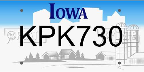 KPK730 Iowa License Plate