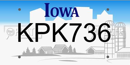 KPK736 Iowa License Plate
