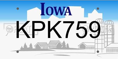 KPK759 Iowa License Plate
