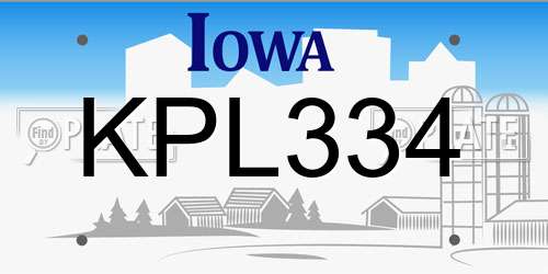 KPL334 Iowa License Plate