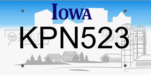 KPN523 Iowa License Plate