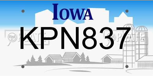 KPN837 Iowa License Plate