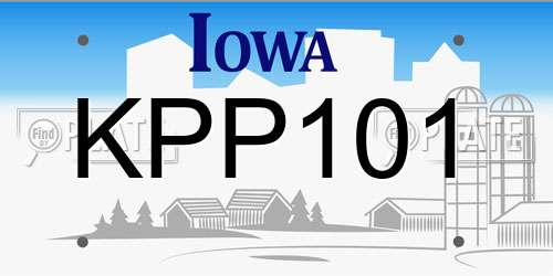 KPP101 Iowa License Plate
