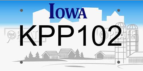 KPP102 Iowa License Plate