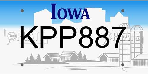 KPP887 Iowa License Plate
