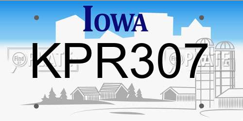 KPR307 Iowa License Plate