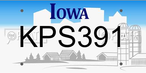 KPS391 Iowa License Plate