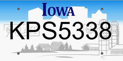 KPS5338 Iowa License Plate