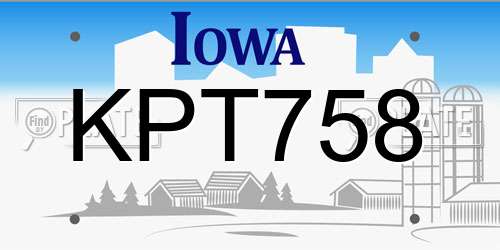 KPT758 Iowa License Plate