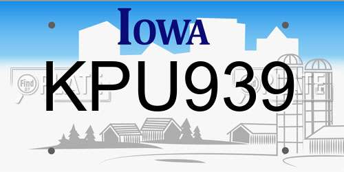 KPU939 Iowa License Plate